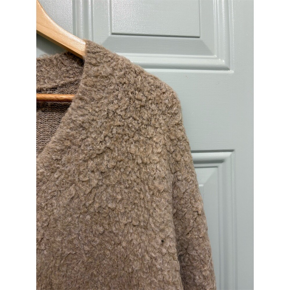 Anthropology Sweater Womens Size M Taupe Boucle Textured Knit V-Neck Pullover - Picture 6 of 11